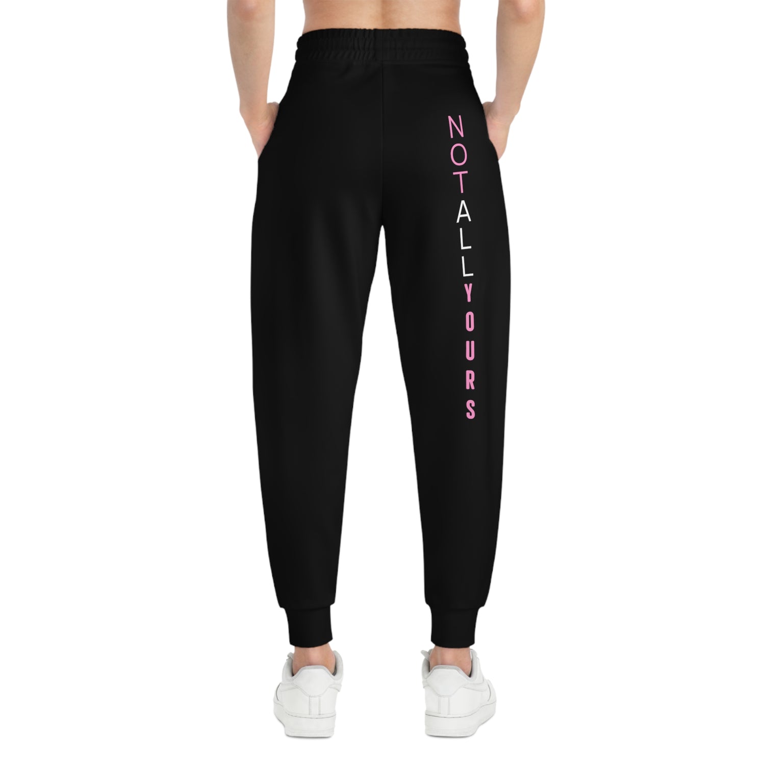 ALLMYNE® Not All Yours Joggers (White/Pink Text)